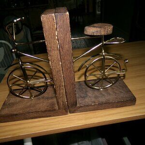 vintage wood & metal book ends.